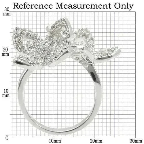 0W336 - Rhodium Brass Ring with AAA Grade CZ in Clear