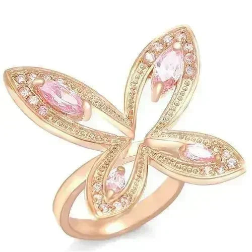 0W381 - Rose Gold Brass Ring with AAA Grade CZ in Rose