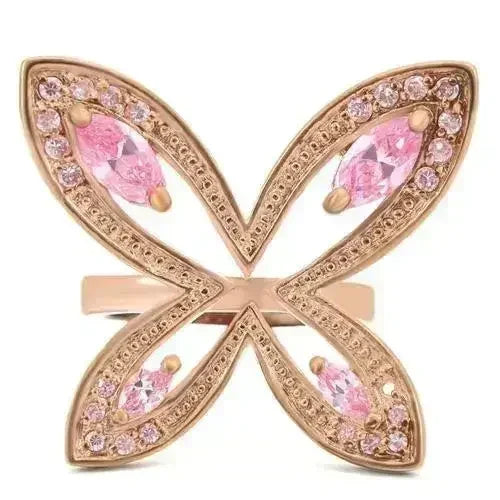 0W381 - Rose Gold Brass Ring with AAA Grade CZ in Rose