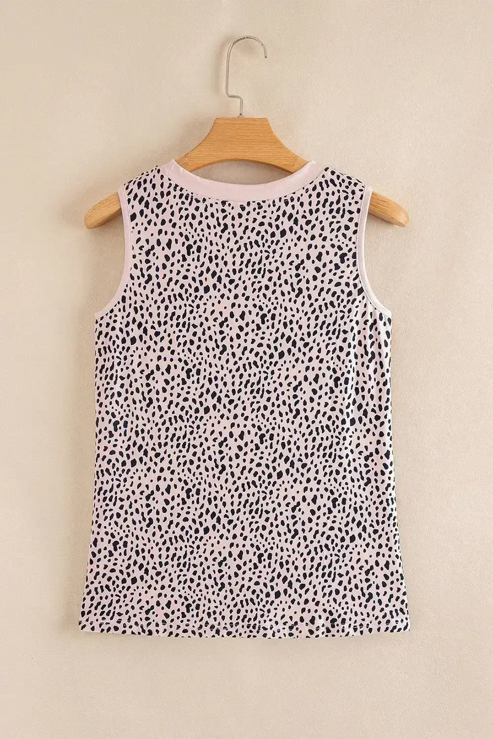 Apricot Allover Leopard Print Round Neck Tank Top
