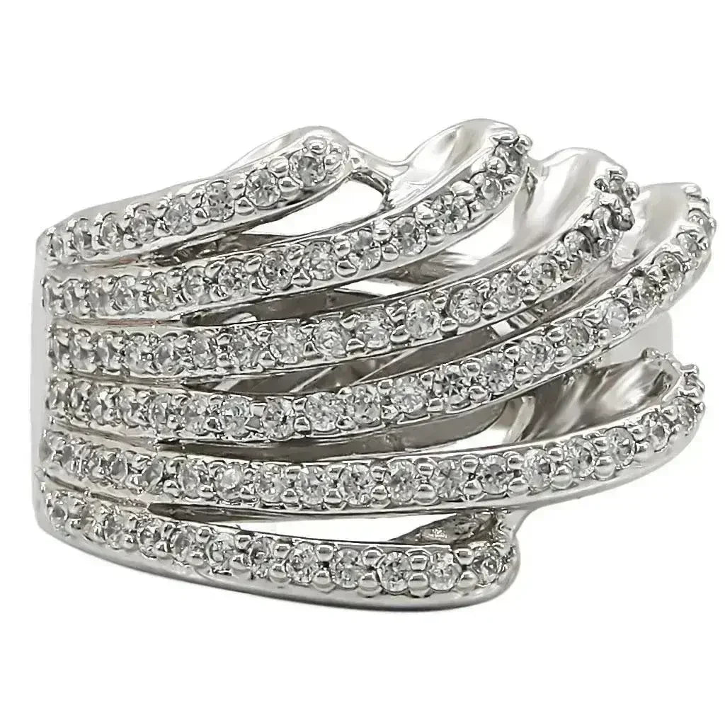 1W018 Rhodium Brass Ring – AAA CZ Stone (9.20g) | Hypoallergenic