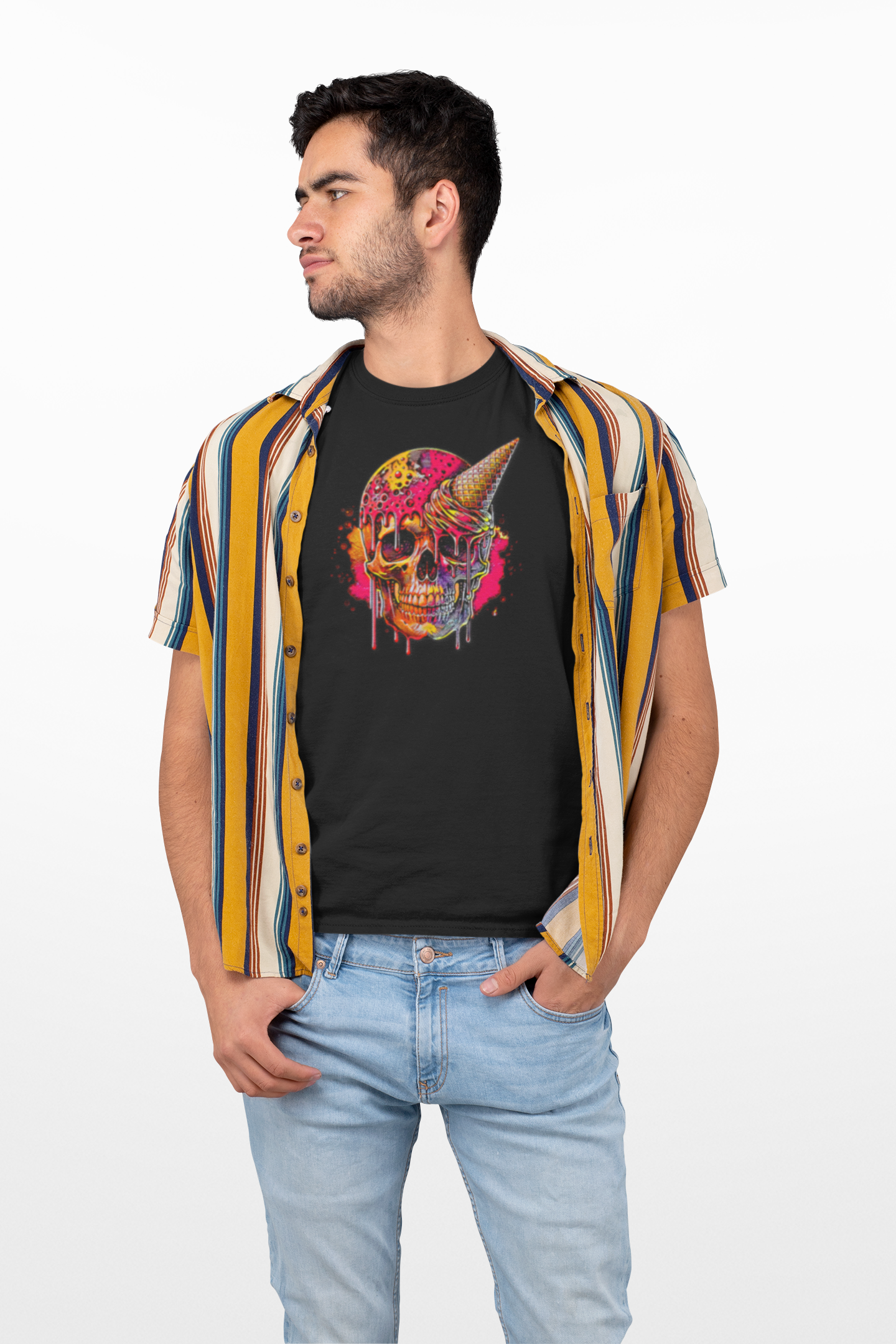 Abstract Ice Cream Skull Graphic Tee