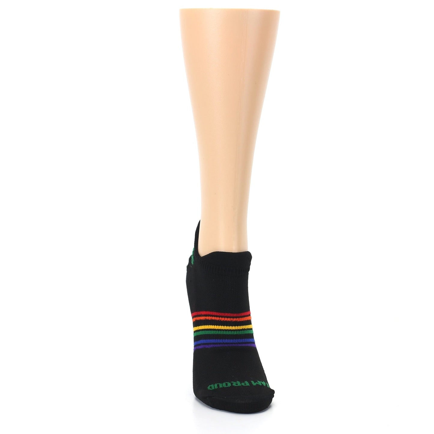 Black Multicolor Rainbow Striped Socks - Women's Ankle Socks