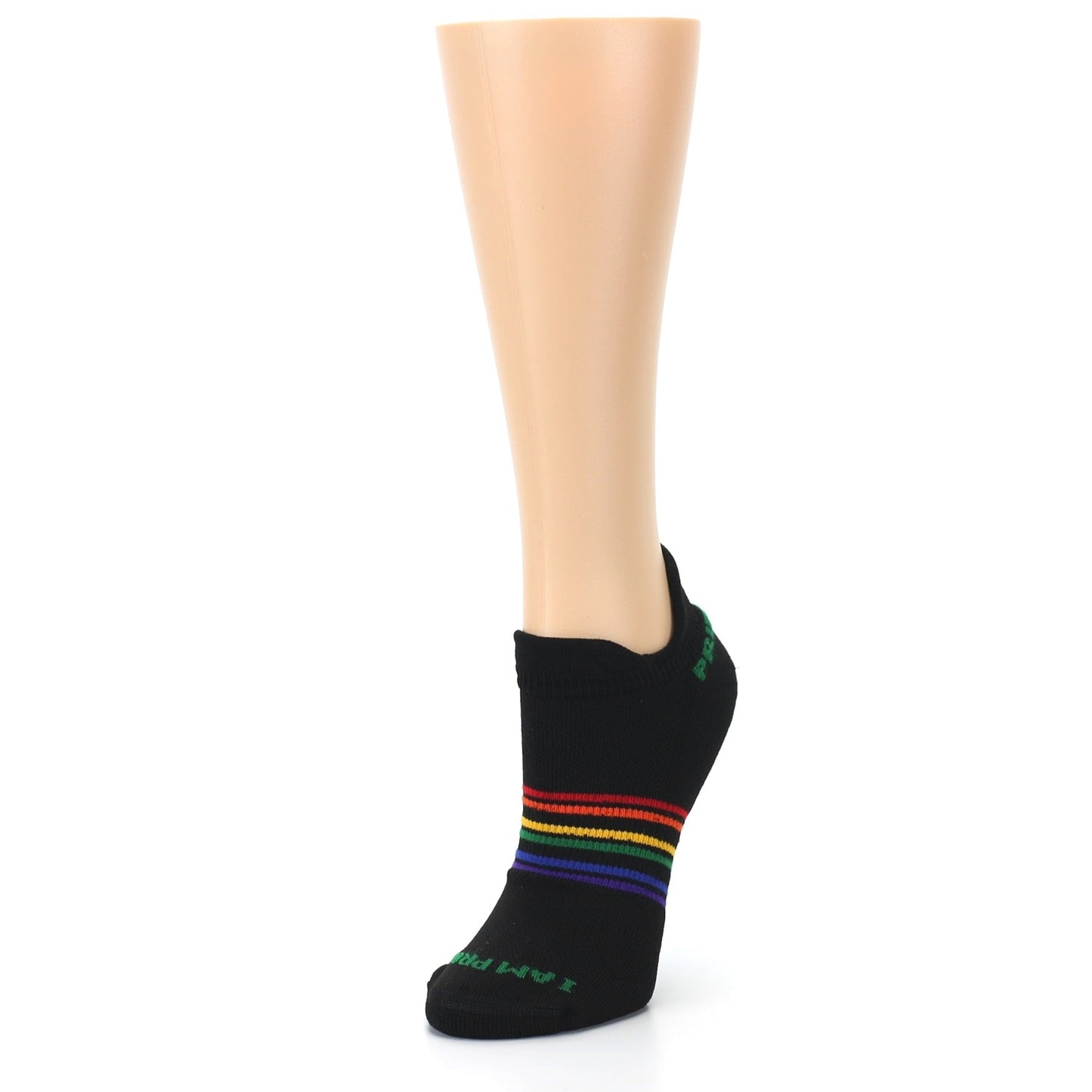 Black Multicolor Rainbow Striped Socks - Women's Ankle Socks