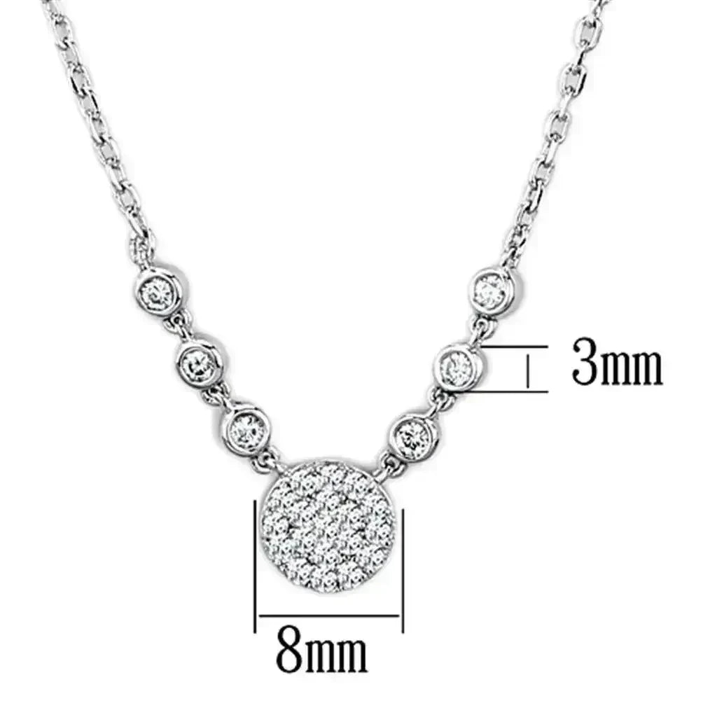 3W417 - Rhodium Brass Necklace with AAA Grade CZ in Clear