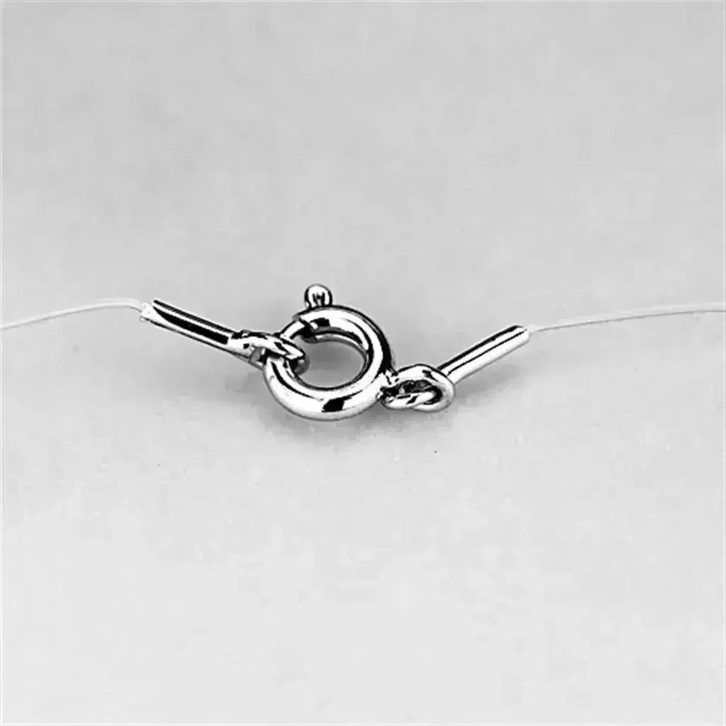 3W420 - Rhodium Brass Necklace with AAA Grade CZ in Clear