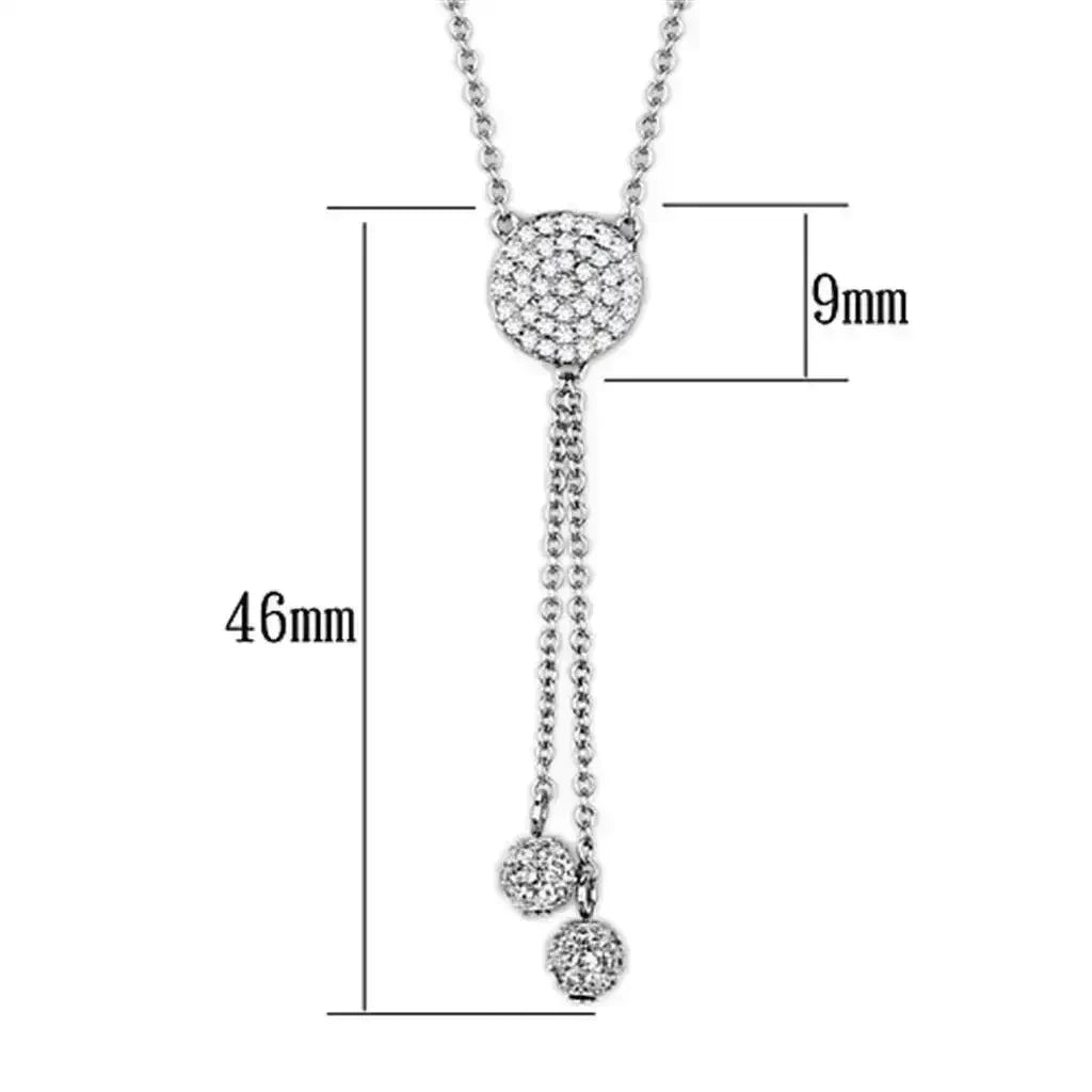 3W429 Rhodium Necklace – AAA CZ Pendant, Brass Chain - Femstylo