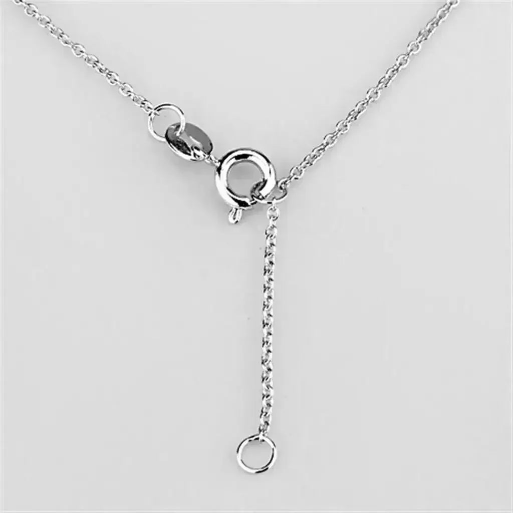 3W429 Rhodium Necklace – AAA CZ Pendant, Brass Chain - Femstylo