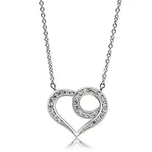 3W075 - Rhodium Brass Necklace with AAA Grade CZ in Clear