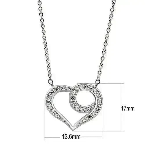 3W075 - Rhodium Brass Necklace with AAA Grade CZ in Clear