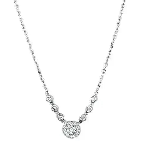 3W417 - Rhodium Brass Necklace with AAA Grade CZ in Clear