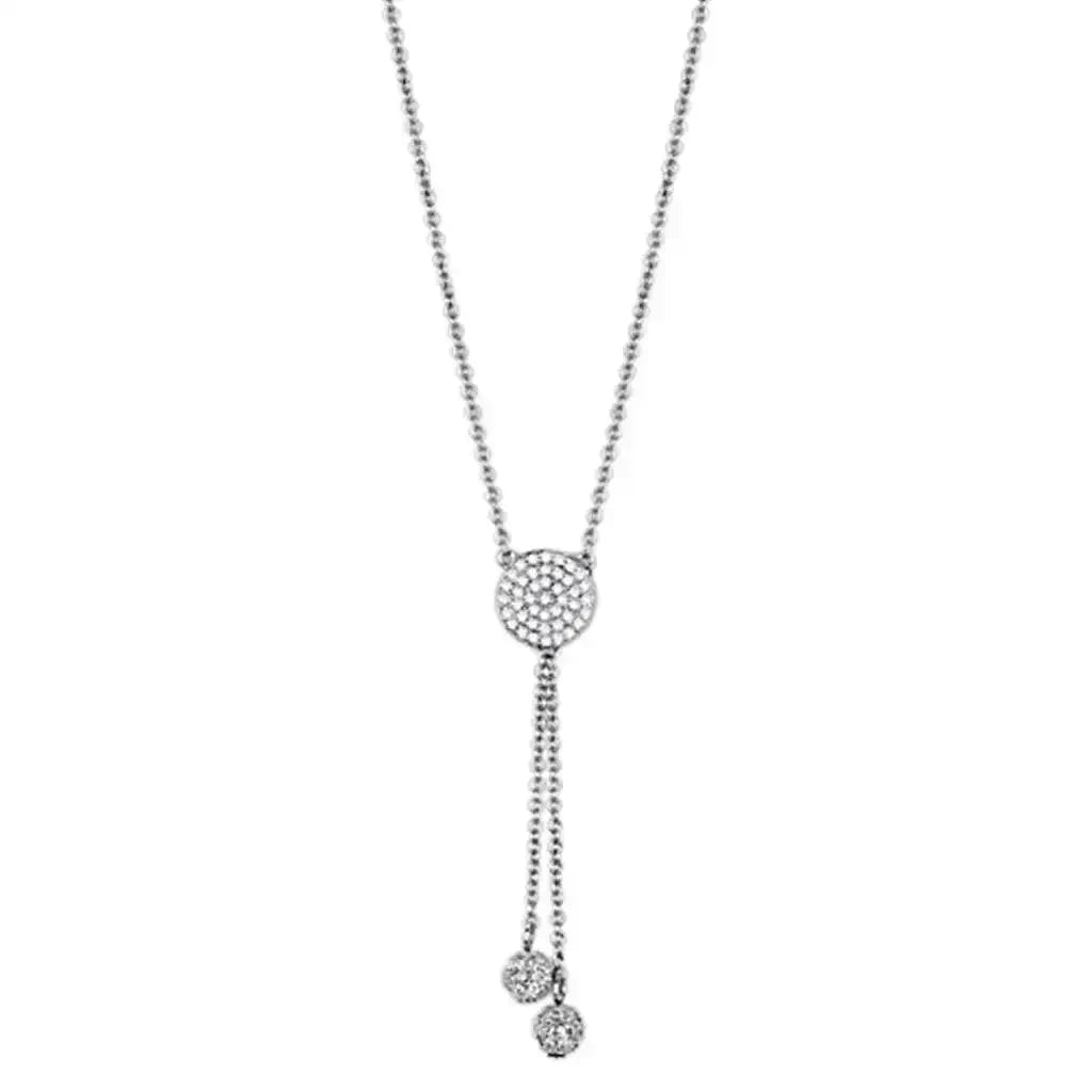 3W429 Rhodium Necklace – AAA CZ Pendant, Brass Chain - Femstylo