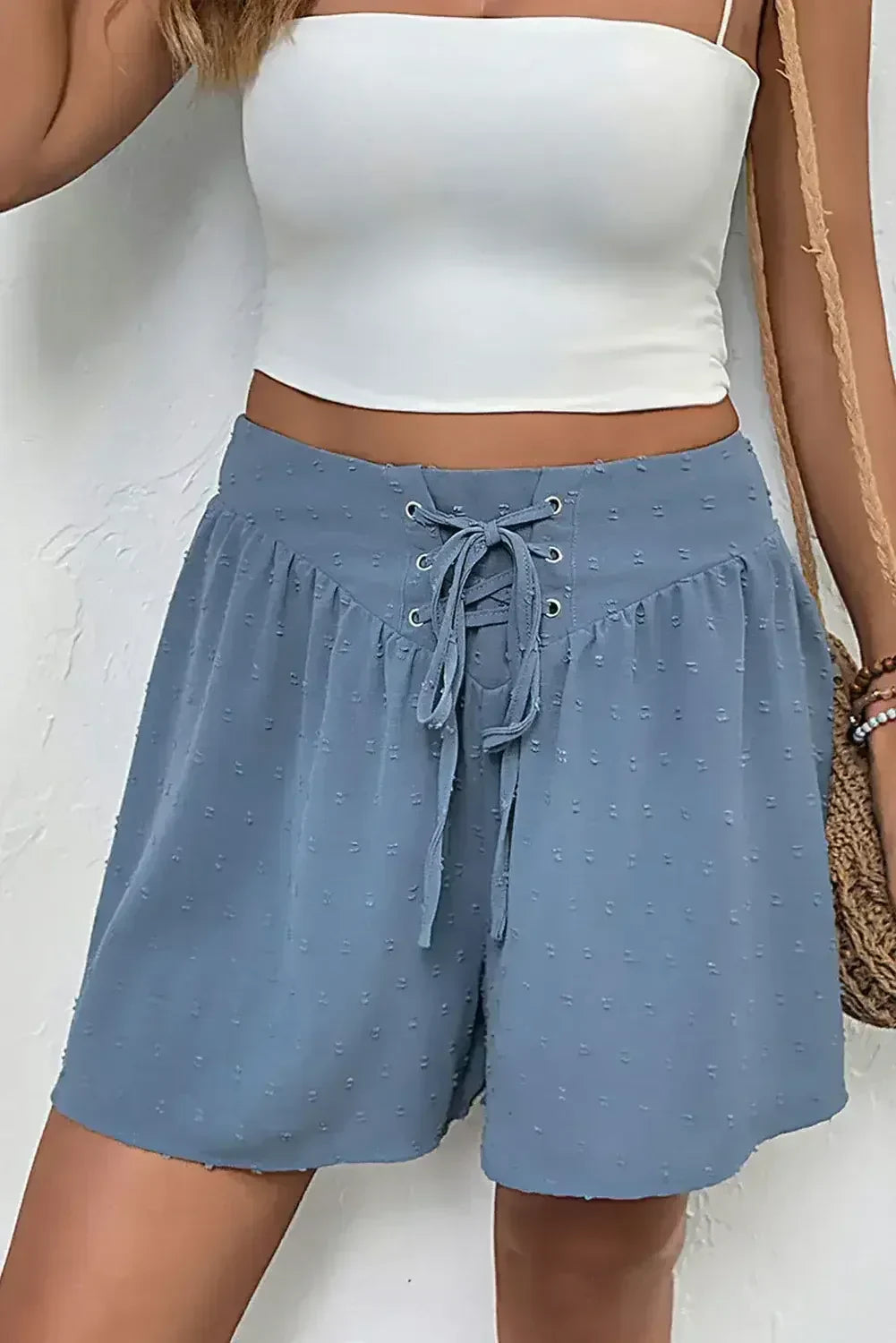 Ashleigh Blue Swiss Dot High Waist Shorts