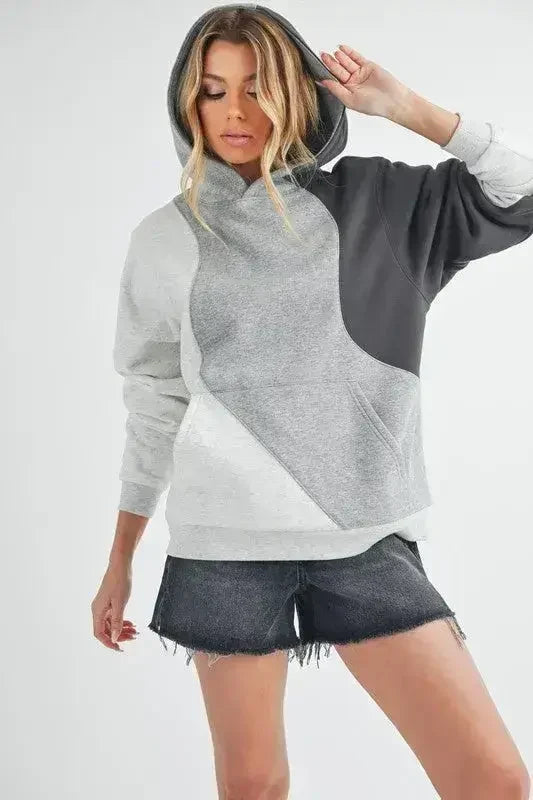 Aemi + Co Color Block Hoodie with Kangaroo Pocket