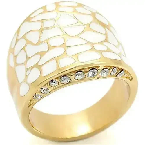 0W379 Gold Brass Ring – 11mm Clear Top-Grade Crystal Statement Piece