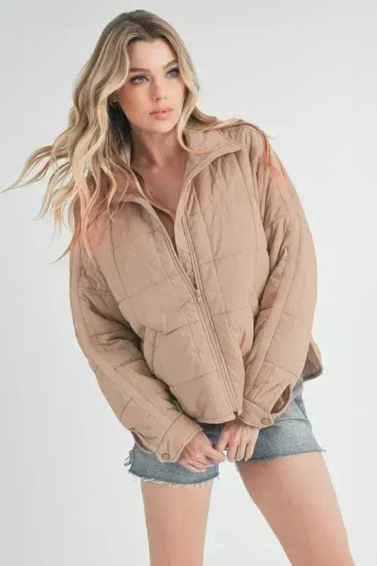 Aemi + Co Quilted Zip Up Puffer Jacket