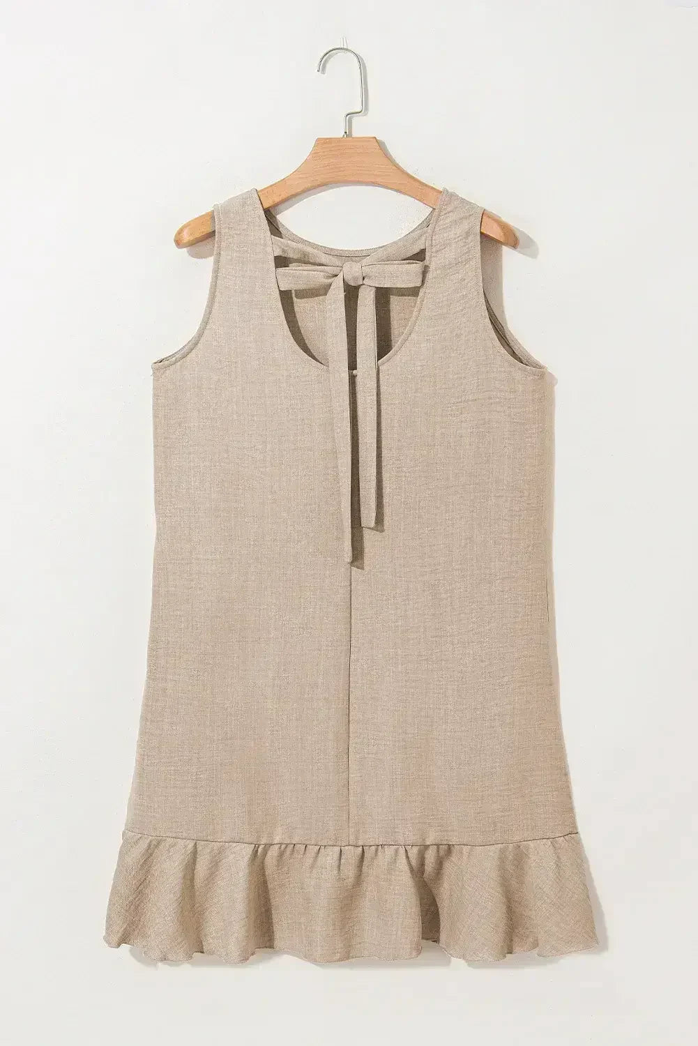 Ashleigh Blue Sleeveless Knot Backless Ruffle Hem Mini Dress