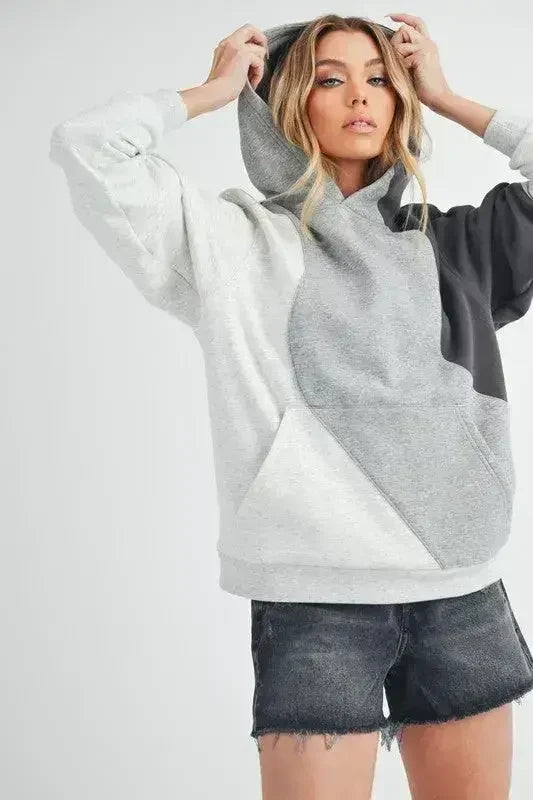 Aemi + Co Color Block Hoodie with Kangaroo Pocket