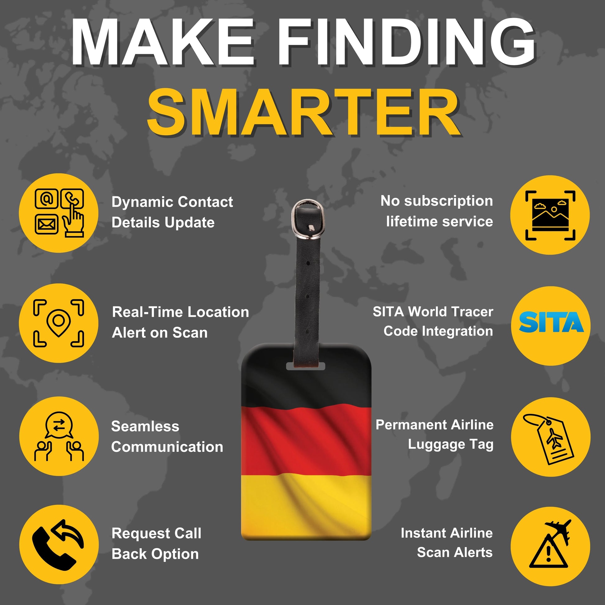 Smart Bag Security Tag - Germany Flag [Pack 2]-3