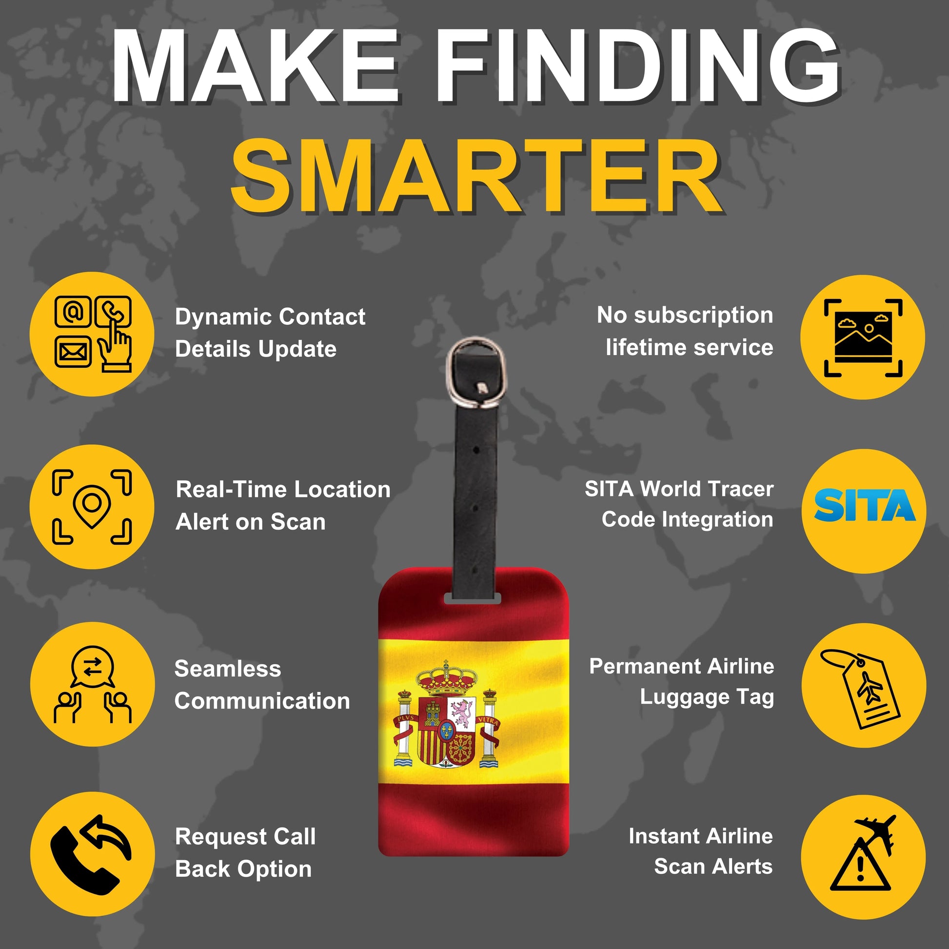 Smart Bag Security Tag - Spain Flag [Pack 2]-3